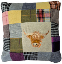 Load image into Gallery viewer, Highland Cow Tweed Cushion

