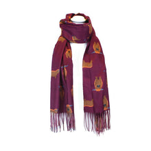 Load image into Gallery viewer, Highland Cow Ladies Print Scarf (Burgundy or Green)
