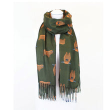 Load image into Gallery viewer, Highland Cow Ladies Print Scarf (Burgundy or Green)
