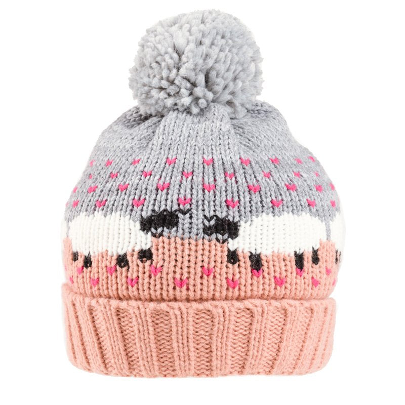 Ladies Knitted Bobble Hat (Pink / Rust / Green / Blue)